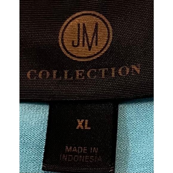 JM COLLECTION CAP SLEEVE COLD SHOULDER TOP, WOMENS, XL, LIGHT BLUE-ROUND HEMLINE - Picture 9 of 11